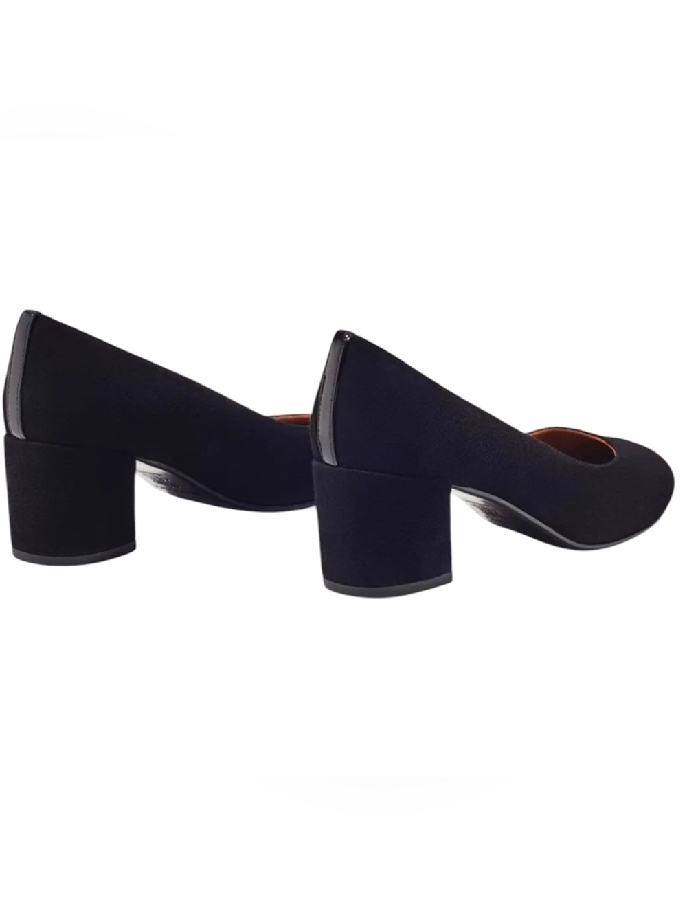 Margaux the Heel Black suede round toe Low Block Heel Pumps slip on in box 8 - Picture 3 of 16